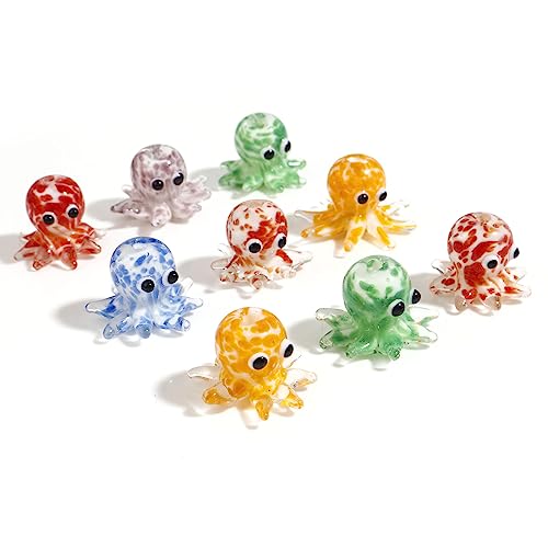 10 x Oktopus-Lampwork-Glasperlen zur Schmuckherstellung, niedliche Tier-Oktopus-Charm-Perlen, sortierte Glas-Abstandshalter, lose Perlen, Großpackung, Oktopus-Perlen für Armband, Halskette, Ohrringe, von GREATEE