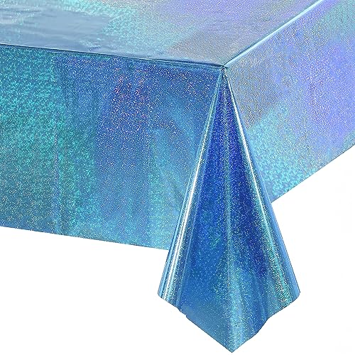 Blau Unterwasserwelt Party Tischdecke Glitzer Wasserabweisend Einweg Rechteck Tischdecke für Meerjungfrau Schneeflocke Gefrorene Frozen Geburtstag Schulanfang Tischdecke Deko 137 x 274cm,1 Packungen von GREATRIL