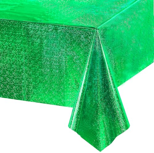 Party Tischdecke Grün Glitzer - Kindergeburtstag Tischdecken Foil Plastik Wasserabweisend Einweg Party Deko für Dschungel Minecrafs Hawaii Aloha Lion Dino Fussball Traktor Geburtstag Party Party Tischdecke Grün Glitzer - Kindergeburtstag Tischdecken Foil Plastik Wasserabweisend Einweg Party Deko für Dschungel Minecrafs Hawaii Aloha Lion Dino Fussball Traktor Geburtstag Party von GREATRIL