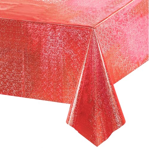 Party Tischdecke Rot Glitzer 1 Stück - Geburtstag Tischdecken Foil Plastik Einweg Party Deko für Casino Zirkus Feuerwehr Las Vegas Rubinhochzeit Ladybug Valentinstag Fasching Karneval Tischdecke Deko Party Tischdecke Rot Glitzer 1 Stück - Geburtstag Tischdecken Foil Plastik Einweg Party Deko für Casino Zirkus Feuerwehr Las Vegas Rubinhochzeit Ladybug Valentinstag Fasching Karneval Tischdecke Deko von GREATRIL