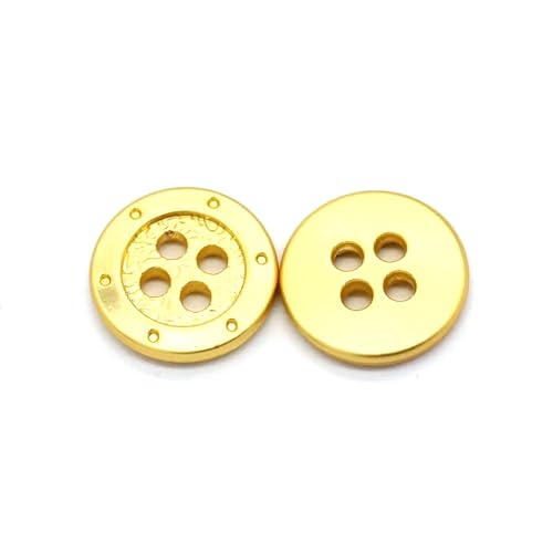 11 mm kleine goldfarbene Metall-Hemdknöpfe mit 4 Löchern für Kleidung, Kleid, Hemd, Dekoration, Nähzubehör von GREB