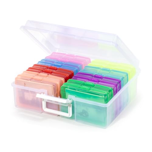 GREELUE Fotobox, Sortierboxen für Kleinteile, 16 innere Fotohalter, Aufbewahrungsbox Transparent für Postkarten, Fotos, Spielzeug (Farbe-16) von GREELUE