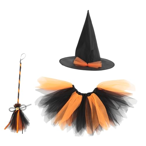 GREENADSCAPE 1 Satz Hexen Verkleiden Sich Rollenspielkleidung Für Mädchen Halloween-kostüme Für Kinder Hexenkostüm Für Halloween Kinder Dekor Halloween-cosplay-stütze Polyester Orange von GREENADSCAPE