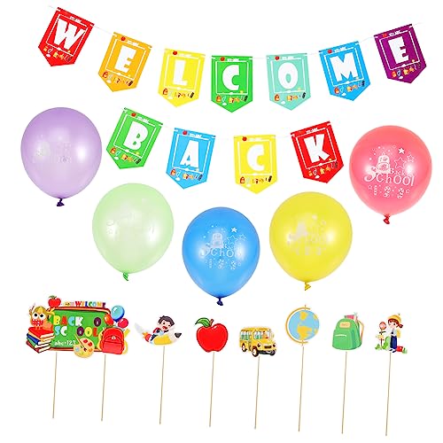 GREENADSCAPE 1 Satz Partydekoration alles zum geburtstag dekor willkommenes schulbanner ballons balloons balongas zurück zur Schultortenverzierung Willkommen zurück-Party-Ornament Emulsion von GREENADSCAPE