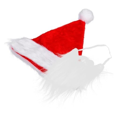 GREENADSCAPE 1 Satz weihnachtsverkleidung weihnachts verkleidung Weihnachtsstimmung Weihnachtsmann Hut Weihnachtsmann-Outfit santa hats Weihnachtsmann Bart falscher Bart Baumwolle und Polyester von GREENADSCAPE