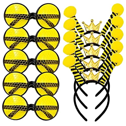 GREENADSCAPE 10st Stirnbandbrille Kostüm Halloween Bienen-stirnbänder Bienen-haar-accessoire Zubehör Party-kopfbedeckungen Bienengläser Festival-bienen-sonnenbrille Stoff Yellow von GREENADSCAPE