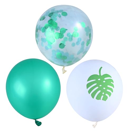 GREENADSCAPE 15 Stück 12 Zoll Grüne Paillette Konfetti Ballons Hawaii Party Glitzernde Tropische Blattballons Geburtstagsdeko Helium Luftballons Hochzeit Partyzubehör von GREENADSCAPE