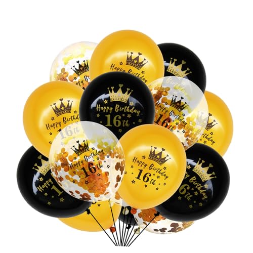 GREENADSCAPE 15 Stück Geburtstagsballons Geburtstagsparty Hintergrund Aufgeblasener Ballon Goldener Und Schwarzer Ballon Partyballons Für Geburtstage Schwarze Ballons Verschiedene von GREENADSCAPE