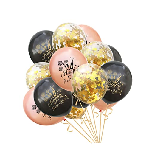 GREENADSCAPE Happy New Year Ballons Set Latexballons Rosé Und Mit Konfetti Perfekte Partydekoration Für Silvesterfeiern Und Neujahrsfeiern von GREENADSCAPE