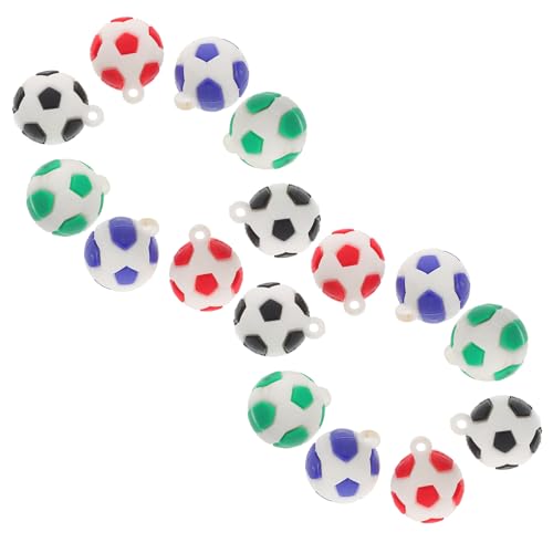 GREENADSCAPE 16St Fußball-Anhänger Pappbecher Dekoration Valentinsblumen-Kugelschreiber Mesh-Seidenband Fußball Anhänger Fußball Charms Fußball-Mittelstücke Sportperlen PVC-Weichkleber von GREENADSCAPE