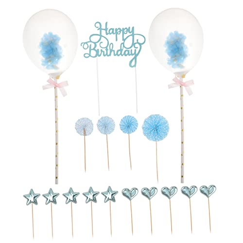 GREENADSCAPE 17St Kuchenstangen Cupcake-Topper Geburtstag Topper Geburtstagsstern Kuchen-Kit geburtstagsüberraschung geburtstagsparty geburtstagstorte dekoration Dessert-Topper Papier Blue von GREENADSCAPE