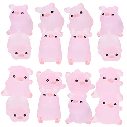 GREENADSCAPE 18 STK Schweinchen Ornament DIY Charme Mini-Enten tierische Kuchenfiguren Mini-Schweine Feenfigur nähgarn pink Wandkunst Dekoration Bastelornament Schweinedekore aus Harz von GREENADSCAPE