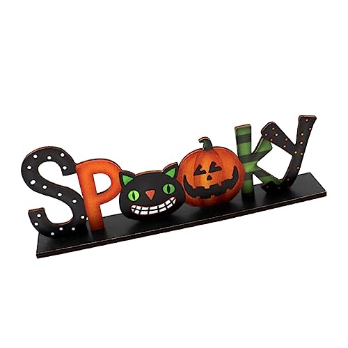 GREENADSCAPE 1Stk Halloween-Ornamente Tischdekoration Heimdekoration Halloween-Innendekoration Herbstdeko Halloween Figuren Halloween-Figuren Szenenlayout- handwerksdekor aus Holz hölzern von GREENADSCAPE