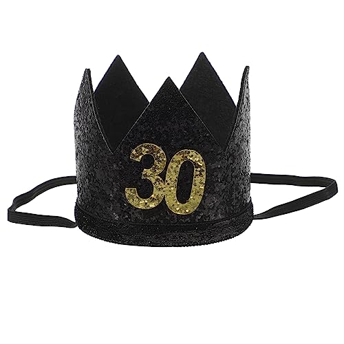 GREENADSCAPE 1Stk Krone Geburtstagshut birthday crown geburtstagskrone Festliche Kopfbedeckung Glitzerhut Kopfhörer Stirnband Jungen Hüte Kappen schöner Partyhut Kronen-Design-Hut Vlies Black von GREENADSCAPE