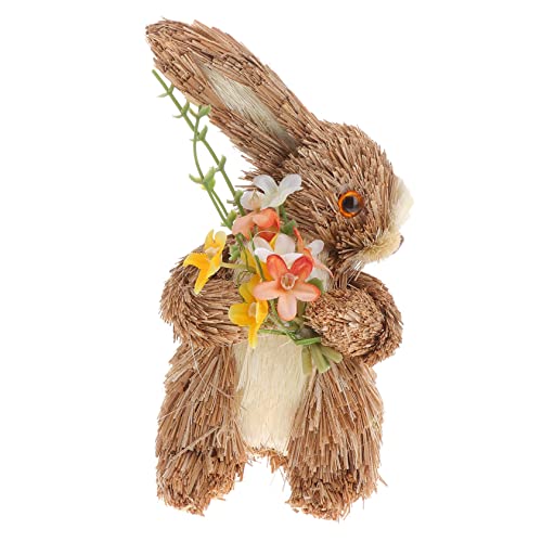 GREENADSCAPE 1stk Stehender Kaninchenschmuck Aus Stroh Kaninchenverzierung Osterhase Aus Stroh Miniatur Tierfigur Zu Ostern Stehender Hase Aus Stroh Frühlingsgeschenk Kleine Dekor von GREENADSCAPE