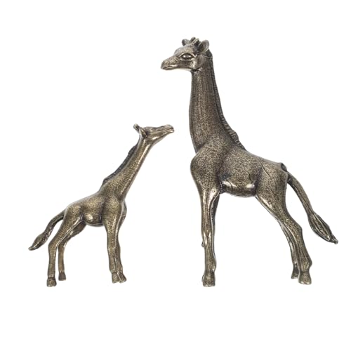 GREENADSCAPE 2 Stück Antike Messing Giraffenstatuen Mini Und Sohn Giraffenfiguren Tischdekoration Exquisites Messing Tierhandwerk von GREENADSCAPE