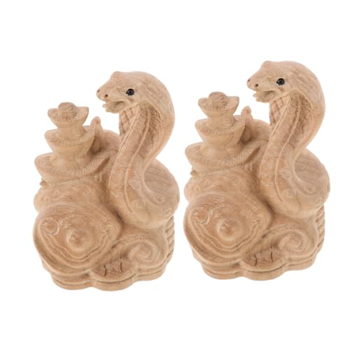 GREENADSCAPE 2 Stück Handgefertigte Chinesische Schlangen Ornamente Mit Quaste Kleine Aus Holz Geschnitzte Schlangenfiguren Für Schlangenjahr Feierlichkeiten Und Heimdekoration Einzigartige von GREENADSCAPE