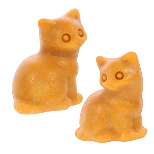 GREENADSCAPE 2 Stück Heimdekoration Mini Katzenstatue Heilkristalle Katzenfiguren Katzenstatue Handgeschnitzte Desktop Katzenfiguren Katzendekoration Niedliche Edelstein Katze von GREENADSCAPE