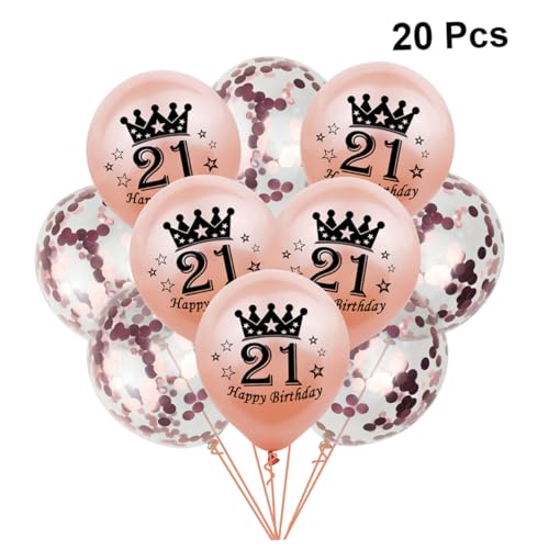 GREENADSCAPE 20 Stück 21 Latexballons Gefälligkeiten für Geburtstagsfeiern Geburtstag Luftballons Zahlenballon roségoldenes Dekor balloons wasserballons Latexballon zum Geburtstag Partyballons von GREENADSCAPE