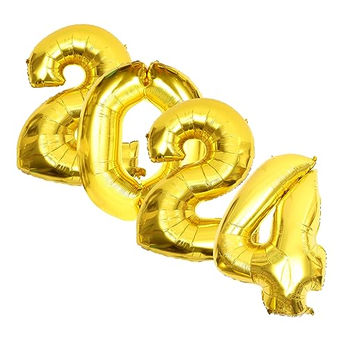 GREENADSCAPE 2024 Foil Ballon Set Gigantische Zahl Ballons Für Neujahrsfeier Dekoration Für Partys Und Feste Goldene Zahl 2024 Ballons Für Unvergessliche Feiern von GREENADSCAPE