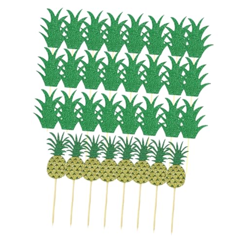 GREENADSCAPE 32st Ananas-karte Hawaiianische Kuchendekorationen Glitzer-kuchenaufsätze Cupcake-kapazitäten Kuchen Eingelegte Karten Tortenaufsatz Mit Ananas Kuchendekorationszubehör ，， von GREENADSCAPE