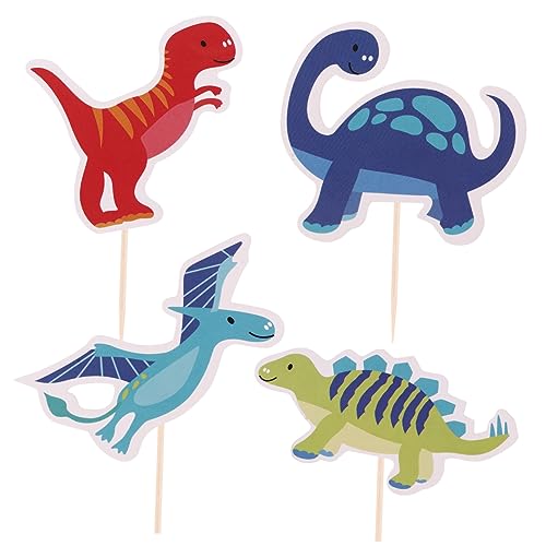 GREENADSCAPE Cupcake-topper mit Dinosaurier- 36 Stück Kuchendekorationen in Verschiedenen Stilen Lebensmittelechtes Papier Picks für Geburtstagsparty- von GREENADSCAPE