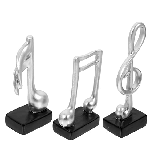 GREENADSCAPE 3St Verzierungen mit Musiknoten bürodeko büro Dekoration wohnungsdeko Musiknotenfigur Leuchtturm Dekorationen Musical Harzmusik, kein Ornament Musiknotenschmuck Kunstharz Silver von GREENADSCAPE