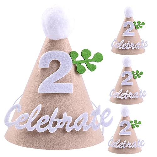 GREENADSCAPE 4 Stück Non Woven Partyhut Kopfschmuck Zum Geburtstag Mützen Für Babys Geburtstagshut Requisiten Make-up-stirnbänder Party-kopfbedeckung Partyhüte Zum Zweiten Geburtstag Vlies von GREENADSCAPE