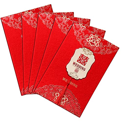 GREENADSCAPE 5St Hochzeits einladung Hochzeitseinladungssuite Hochzeitseinladungen die chinesen wedding invitations romantic Karten im chinesischen Stil filigrane Einladungskarten Quaste rot von GREENADSCAPE