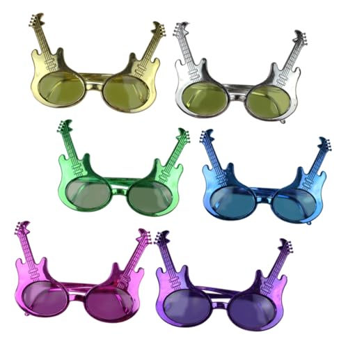 GREENADSCAPE 6 Stück Gitarrenbrille Brillen Für Festival Musik Partybrille Neuheit Partybrille Einzigartiger Stil Brille Kunststoffbrille Brille Kostüm Gitarre Partybrille Kostümbrille von GREENADSCAPE