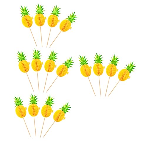 GREENADSCAPE 60 Stk Flamingo-kuchen-einsatz Obstkuchen Schöne Partykuchen-picks Tortenverzierung Zum Geburtstag Tropische Cupcake-topper Hawaiianisches Essen Flamingos Dekor Holz Yellow von GREENADSCAPE