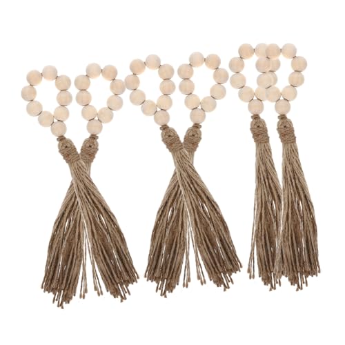 GREENADSCAPE 6St Holzperlen Tabletts Valentinstag Ginkgo Elch Hochzeit Beige Serviettenschnalle Kreativer Tischschmuck Abschlussfeier Serviettenringe Serviettenhalter für Party hölzern von GREENADSCAPE