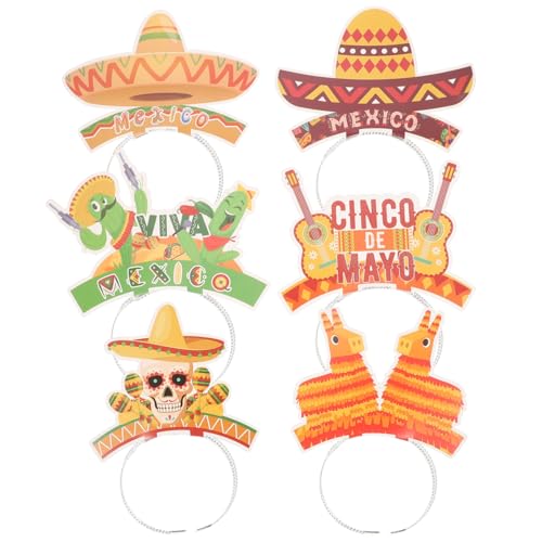 GREENADSCAPE 6st Mexikanisches Stirnband Mexikanisches Partyzubehör Spanisches Stirnband Kopfbedeckungen Für Karnevalsfeiern Stirnband-dekor Mexikanischer Serape-hut Sombrero-partyhut Papier von GREENADSCAPE