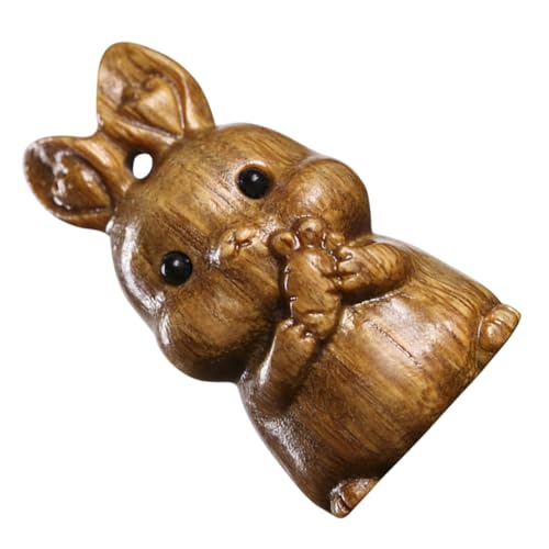 GREENADSCAPE Aus Sandelholz Geschnitzter Hase, Holzhasen Zum Basteln, Holzanhänger, DIY Bastelanhänger, Kleiner Tierkreis Hasenschmuck, Hasenstatue, Holzhasenanhänger, Holzhasen Dekoration von GREENADSCAPE