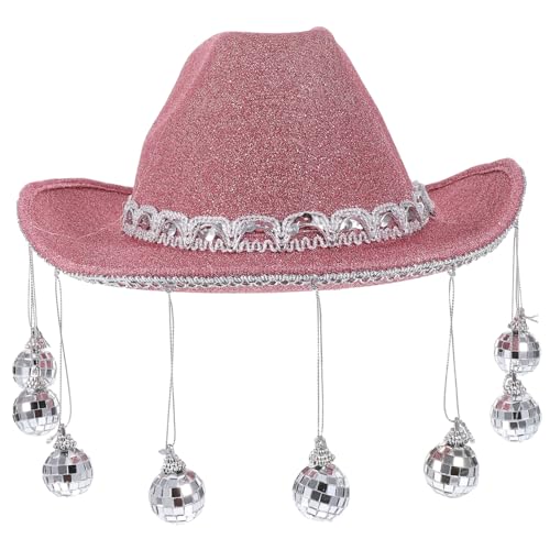 GREENADSCAPE Disco-cowboyhut Disco-hut Disco-kugel-cowgirl-hut Cowgirl-outfit-accessoire Disco-outfit Cowgirl-hut Party-requisiten Für Das Neue Jahr 2023 Jugendhut Hüte Partyhut Rosy Kunststoff von GREENADSCAPE