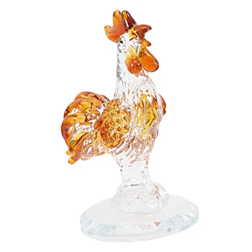 GREENADSCAPE Hahn-Ornament Hühnerdekor Hühnerfigur Hähnchen-Kuchen-Topper Hahn-hähnchen-Figuren Crysta-Huhn Miniatur-hühnchen-Ornamente Heimdekorationen Hühnerstatuen Hahnstatue Weißer Kristall von GREENADSCAPE