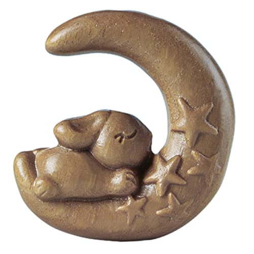 GREENADSCAPE Mond Kaninchen Statue kleine Hasenfiguren Tierhaustiere Charme Autoanhänger verkleidungsaccessoires Decorative Accessories bastelset Retro-Holzdekor Mond-Charm-Ornamente Sandelholz von GREENADSCAPE