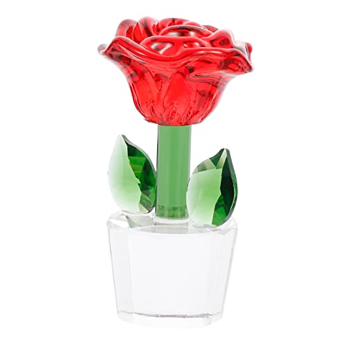 GREENADSCAPE Ornamente bürodeko büro Dekoration schöning für Valentinstag dekoringe Couchtischdekoration Hochzeitsdekoration fürs Auto Valentinsgeschenk Blumenfigur aus Kristall rot von GREENADSCAPE