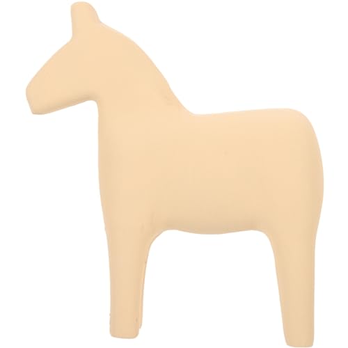 GREENADSCAPE Pferdeverzierung Aus Holz Pferdestatue Handgeschnitzte Pferdefigur Kleinkindspielzeug Veranda Dekoratives Pferdemodell Pferd Dekor Tierfigur Pferdebaby Tiere Kiefernholz Beige von GREENADSCAPE