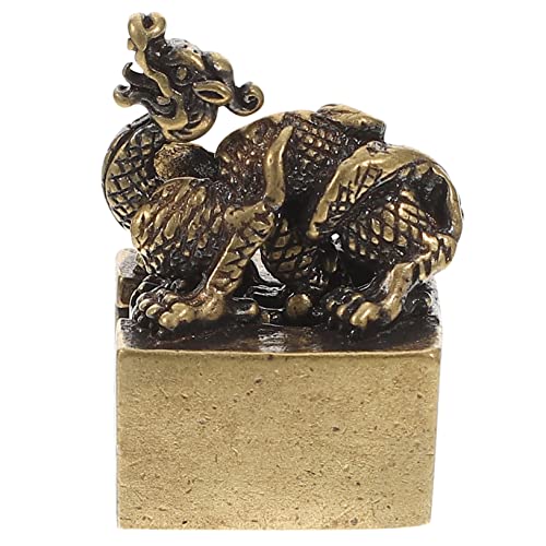 GREENADSCAPE Qinglong-Siegel -Ankündigung für Neugeborene Zebra tragen Statue Tischtierkreis-Ornament Desktop schmücken Büro-Tierkreis-Ornament altes Handwerk Tischfigur Kupfer von GREENADSCAPE