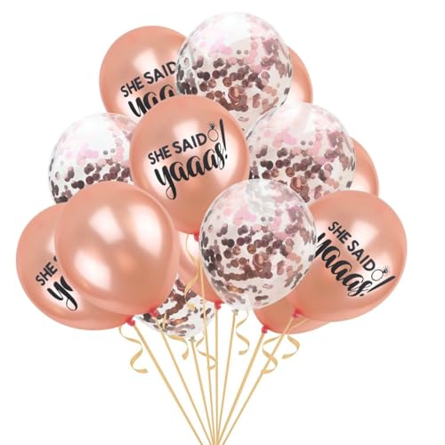 GREENADSCAPE She Said Rose Gold Und Konfetti Latex Ballon Set Für Hochzeits Verlobungs Und Brautduschen Deko Inklusive 5 She Said Yaaas 5 Rose Gold Und 5 Konfetti Ballons von GREENADSCAPE