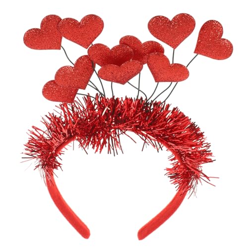 GREENADSCAPE Stirnband Zum Valentinstag Herz Stirnband Amor Valentinstag-party-kopfschmuck Amor Kostüm Damen Party-haarreifen Valentinstag Zubehör Zarte Haarreifen Amor Stirnband Filzstoff Rot von GREENADSCAPE