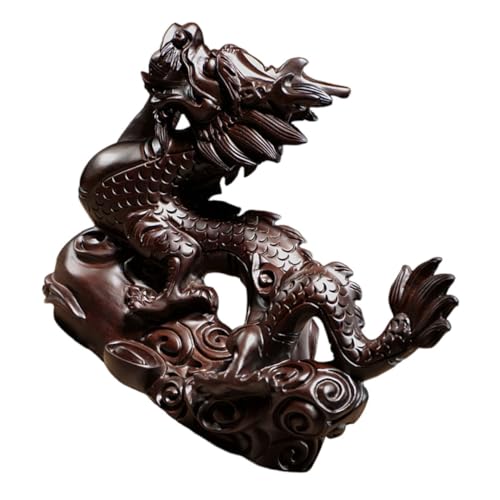 GREENADSCAPE Tierauto-Armaturenbrettdekor Feng Shui chinesische Drachenstatue Chinesische Mondfigur Dekorative Holzfigur glückverheißende Drachenfigur Drachenhandwerksdekor hölzern Brown von GREENADSCAPE