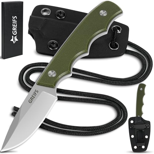 GREIFS® Neck Knife NEXUS mit Kydex Scheide, Clip und Paracord zum Umhängen oder Einstecken, Tactical Survival Outdoor EDC Messer versteckt Tragen - Legal in Deutschland von GREIFS