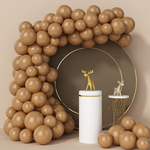 Luftballons Khaki, 100PCS Retro Khaki 25cm Luftballons Geburtstagsdeko Helium Ballons Latex Matt Party Ballons mit Bänder für Männer Frauen Geburtstag Hochzeit Baby Shower Abschlussfeier Party Deko von GREMAG