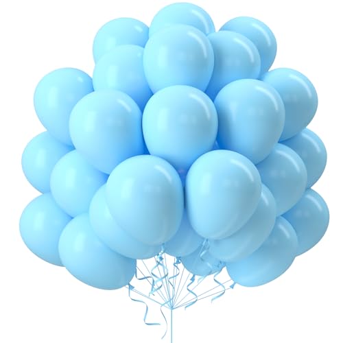 GRESAHOM 60 Stück Blau Luftballons, 12 Zoll Blau Helium Ballons, Hellblau Latexballons, Hochzeit Luftballons, Partyballon Deko Blau, für Geburtstag Hochzeitsdeko Engagement Graduierung Baby Dusche von GRESAHOM