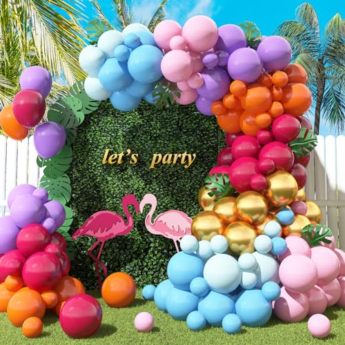 Luftballon Girlande Bunt, 136 Stück Regenbogen Ballon Girlande Set mit Rosa Blau Orange Blau Helium Luftballons, Regenbogen Luftballons Deko für Babyparty Abschluss Ruhestand Hochzeitstag Party von GRESAHOM