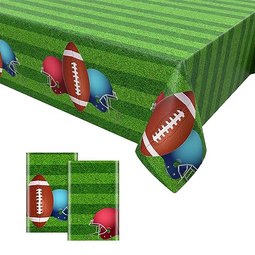 2PCS Rugby Tischdecken,Fußball Party Tischtuch Plastik Wasserdicht Einweg Tischdecke für Rugby Party Picknick Geburtstag Jubiläum 137 x 274cm von GRESATEK