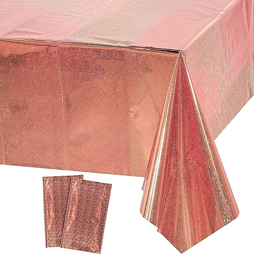 2PCS Tischdecke Geburtstag,Roségold Party Tischtuch Wasserdicht Plastik Tischdecke Rose Gold Folientischdecke für Geburtstag Baby Dusche Hochzeit Party Dekorationen 137 x 274cm von GRESATEK