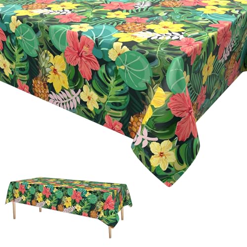 Hawaiianische Tischdecken,Tropische Palmenblatt Tischdecken Blume Party Tischdecke Blume Thema Party Tischdekorationen Sommer Strand Kindergeburtstag Partyzubehör 137 x 274cm von GRESATEK